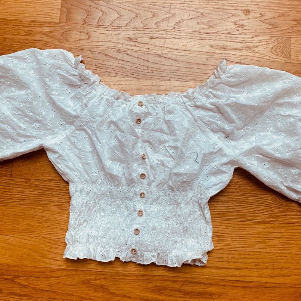 VICI Dolls Eyelet White Crop Top